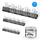 30pcs Metal Binder Clips Colorful Paper Clamp Holders Book Stationery Black