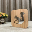 Wooden Squirrel Lamp Kids Bedroom Decoration Warm Light LED USB Night Light D7X5