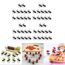 48pcs Fancy Ant Shape Cake Fruit Forks Black ABS Reusable Banquet Party Supply