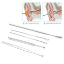 5Pcs Stainless Steel Ear Wax Cleaner Easy Swab Earwax Removal Earpick Tool+Case