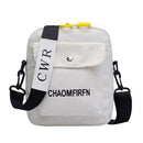 Letter Print Sports Shoulder Handbags Unisex Canvas Crossbody Bags (White)