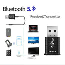 2in1 Bluetooth 5.0 Audio Transmitter Receiver USB Adapter For Car Speaker PC TV
