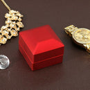 LED Lighted Earring Ring Gift Box Wedding Engagement Jewelry Case (Red) A