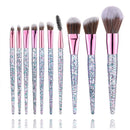 10Pcs Crystal Makeup Brushes Set Women Face Eye Shadow Foundation Blush Br BX