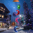 Solar LED Sun Moon Wind Chimes Light Outdoor Color Changing Hanging Lamp