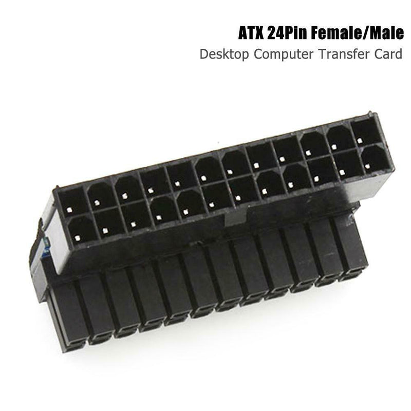 90 Degree Desktop Motherboard ATX 24Pin Female to 24Pin Male Power Adapter