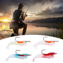 4pcs 3g/6cm Soft Silicone Fishing Lure Luminous Shrimp Bait w/ Barbed Hook