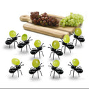 48pcs Fancy Ant Shape Cake Fruit Forks Black ABS Reusable Banquet Party Supply