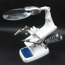 LED Helping Hand Clamp Magnifying Glass Soldering Iron Stand Lens Magnifier Tool
