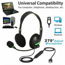 USB Headset Headphones Wired with Microphone MIC for Call PC Laptop Computer AU