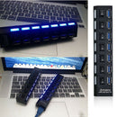 7port USB2.0 3.0 HUB With Power On/Off Switch High Speed Adapter Cable For PC LJ