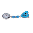 Blue Heart Quartz Movement Clip Nurse Brooch Fob Tunic Watch Smile Face