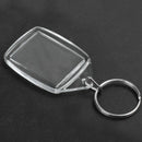 50x Clear Acrylic Plastic Blank Keyrings Insert Passport Photo Keychain Key