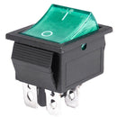 Green Light 4 Pin DPST ON/OFF Snap in Rocker Switch 15A 20A 250V AC 28X21Mm