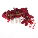 1Pc Bridal wedding bridesmaid red flower hair comb clip hairpin accessories 3C