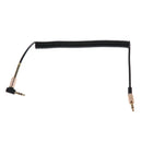 3.5mm Male to Male Stereo Audio Extension Aux Coiled Cable Right Angle - Black