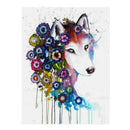 5D Diamond DIY Painting Embroidery Colorful Wolf Cross Craft Stitch Art Kit