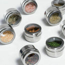 12pcs/set Clear Lid Magnetic Spice Tin Jar Stainless Steel Spice Sauce Stor M4L7