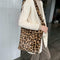 Leopard Crossbody Handbag Women Plush Retro Shoulder Messenger Bag (Brown)