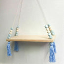 Wooden Wall shelf Hanging Tassel Children baby Nordic Style Wall Frame blue L8X8