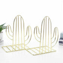2PCS/Pair Creative Cactus Shaped Metal Bookends Book Support Stand Desk Org F6M1