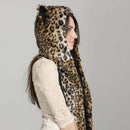 Warm Animal Fluffy Plush Cap Ear Hood Shawl Glove Unisex