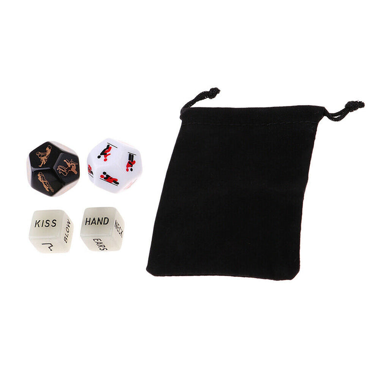 4x Acrylic Funny Spicy  Love Dice with Pouch Bachelor Party Love Couple
