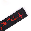 Red ECG Heartbeat Keychain Embroidery Luggage Motorcycle Key Chain_Ring