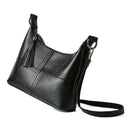 Women Messenger Soft Leather Shoulder Bags Tassel Crossbody Handbags (Black A