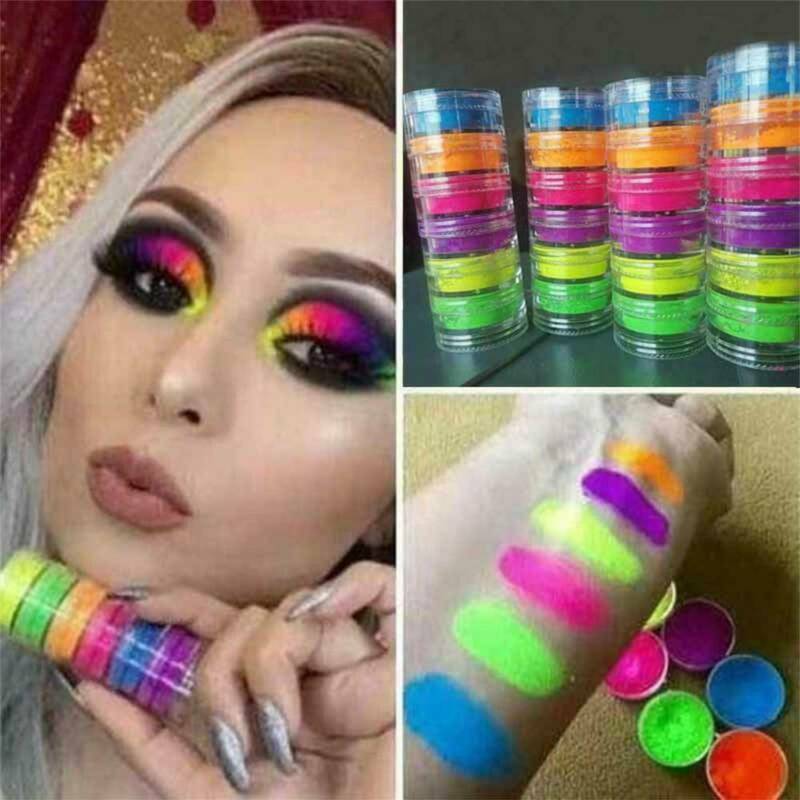 6COLOR Lasting Shimmer Eyeshadow Pigment Matte Eyeshadow Neon-Powder Nail Powder