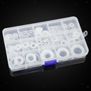 250Pcs Durable White Nylon Washer Flat Gasket  Washer Set With Storage Box
