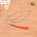 heavy duty metal chain dog puppy walking lead leash clip with red nylon handle F
