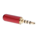 2x 3.5mm 4 Pole Male + Female Repair Headphone Jack Plug Metal Soldering Red