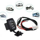 Blue LED Car Motorcycle Dual USB Ports Charger Power Supply 5V 4.2A