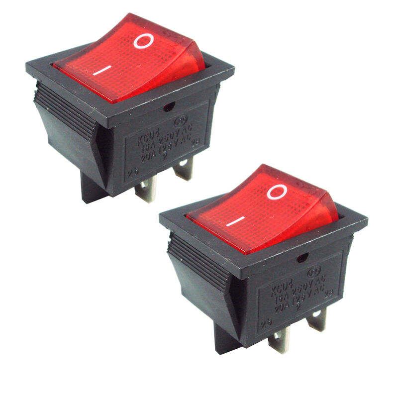2Pcs Red Black 4 Pin DPST on/off 2 Positions AC 250V/15A 125V/20A Rocker Us H3C0