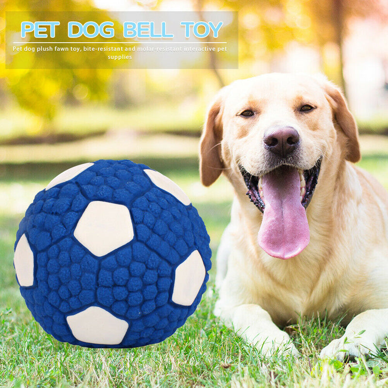 Pet Soft Latex Squeak Sound Molar Ball Dog Interactive Chew Toys (Football) A