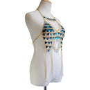 Boho Hollow Crystal Bra Body Chain Bling Bikini Chains Sexy Body Jewelry for