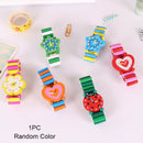 Children Babys Cartoon Wooden Crafts Wristwatches Bracelet Watch Toys Student