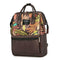 Tropical Plant Print Travel Backpacks Nylon Women School Bags (Dark Brown)