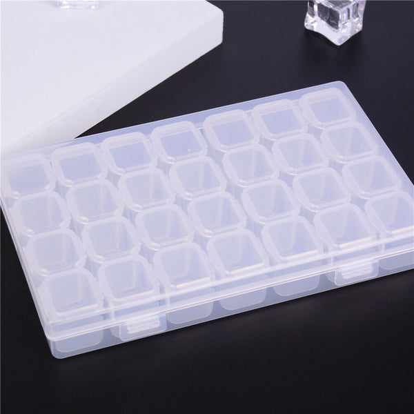 28 Slot Nail Art Storage Box PlasticTransparent Display CaseOrganizer HolderAT3C