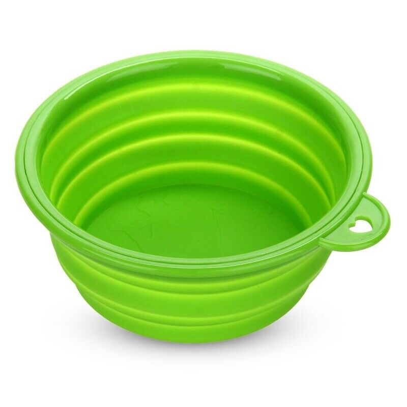 Bowl Feeder Foldable Silicone green for Dog Cat Pet W5T1