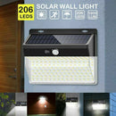 206 LED Solar Lights Powered PIR Motion Sensor Light Outdoor Garden Securit