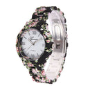 Women Fashion Geneva Flower Colour Print Plastic Style Quartz Wrist(9)