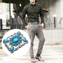 Mens Western Classic Belt Buckle Classic Boho Synthetic Turquoise Buckles