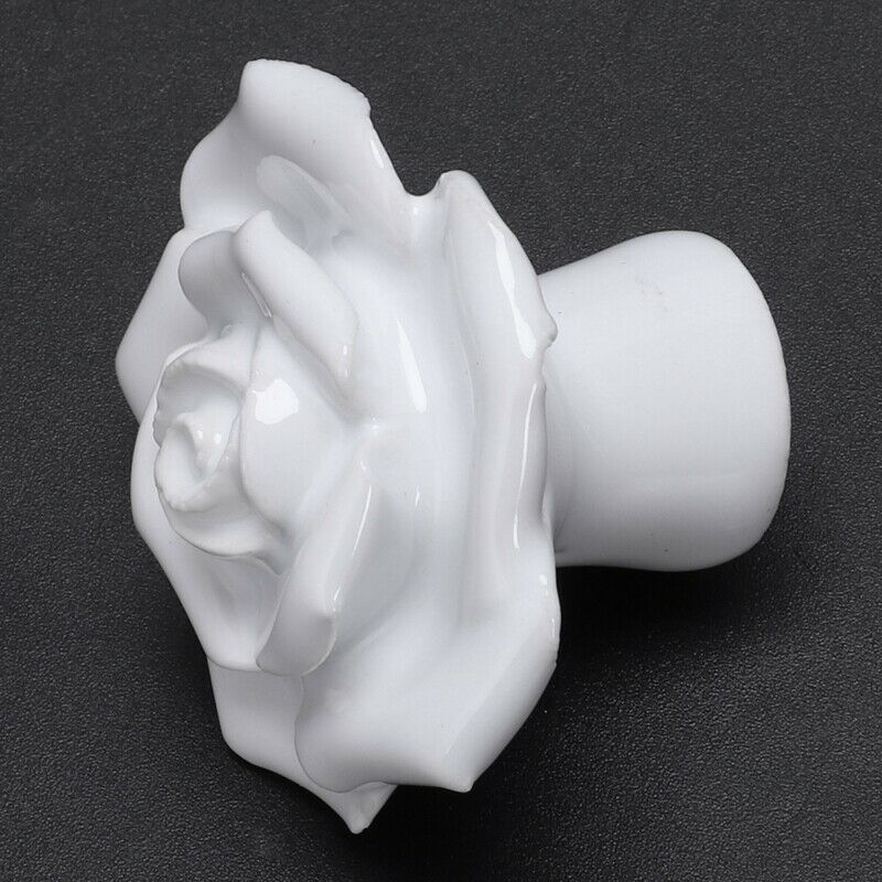 1 x Button Door Handle Drawer Cabinet Closet Ceramic Flower Rose Dresser Kn P7A6