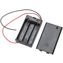 Two Wire Leads ON/OFF Switch Black 3 x 1.5V AAA Battery Holder Case w Cover H2P8