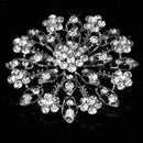 Bridal Brooch Pin w/ Crystal Floral Diamante Wedding Party Corsage Badge 6.5cm