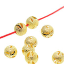 50x 8mm Hollow Filigree Solid Brass Round Spacer Loose Beads Jewelry Finding