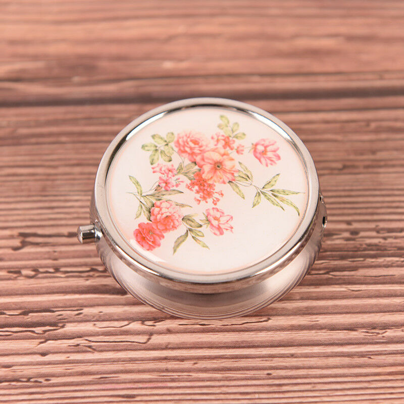 Flower Pill Case Metal Organizer Portable Pill Box Makeup Container RS LYNMCA TO