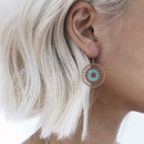 National style earrings  round hollowed Drop earrings bohemian retro flower